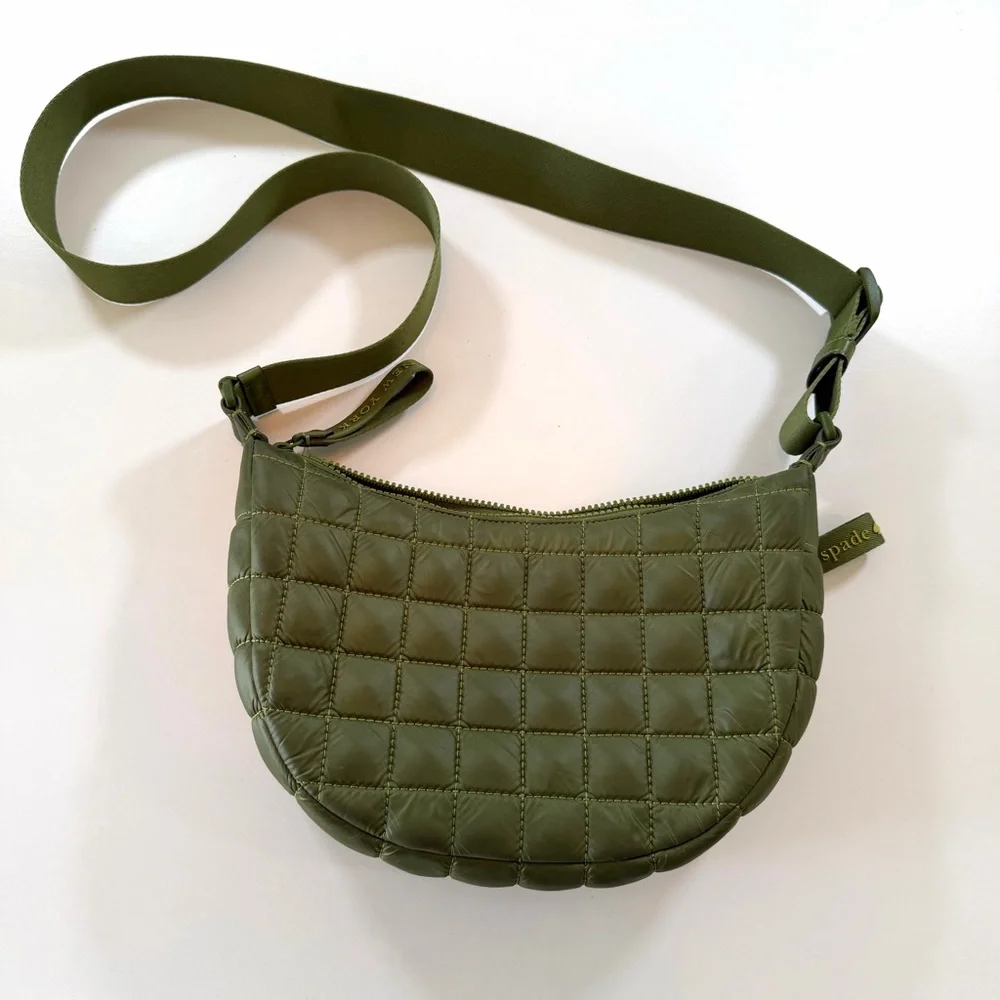 Kate Spade Camden Quilted Nylon Crossbody Bag Kelp Forest Adjustable Strap Chic